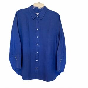 Chico’s No-Iron Linen Tunic Top Amparo Blue Chico’s size 3 / US 16